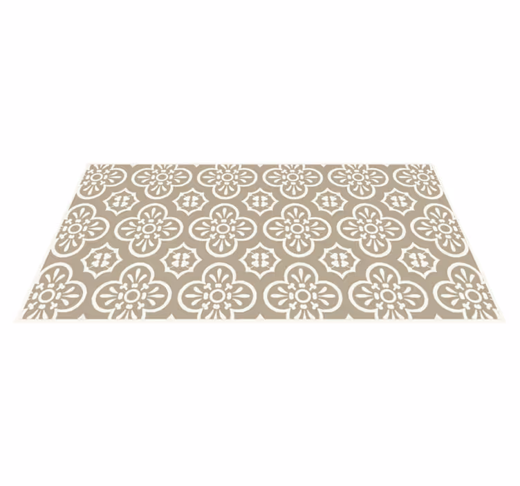 Tapis vinyle salle a manger bordure encaustique monochrome - TenStickers