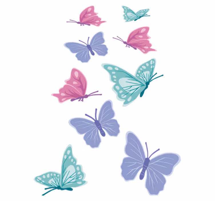 Tapis vinyle animal papillons en couleur pastel - TenStickers