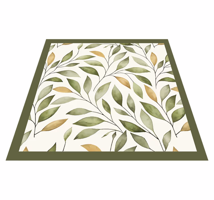 Tapis vinyle cuisine chemin de feuilles aquarelle - TenStickers