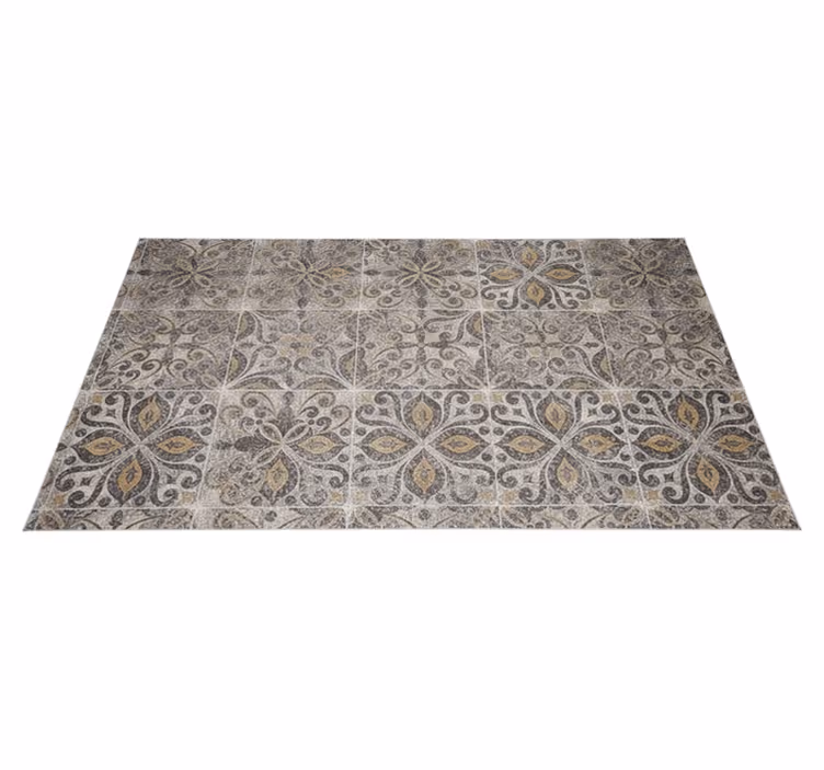 Tapis vinyle cuisine arabesque ornée charbon - TenStickers