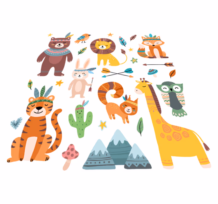 Tapis vinyle animal bébés animaux sauvages - TenStickers