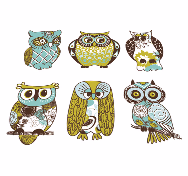 Tapis vinyle animal six hiboux - TenStickers