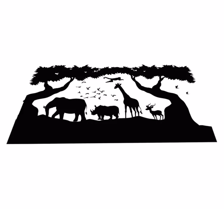 Tapis vinyle animal savane noire et blanche - TenStickers