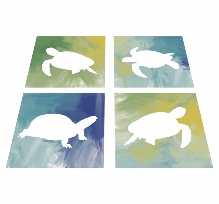 Tapis vinyle animal motif tortue colorée - TenStickers