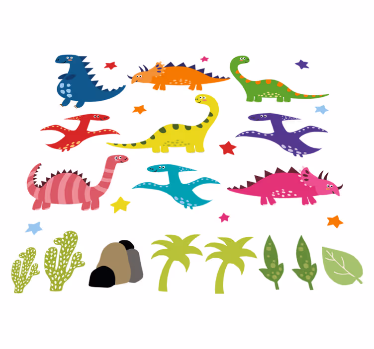 Tapis vinyle animal dinosaure nordique coloré - TenStickers