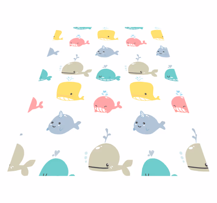 Tapis vinyle animal baleines colorées bébé - TenStickers