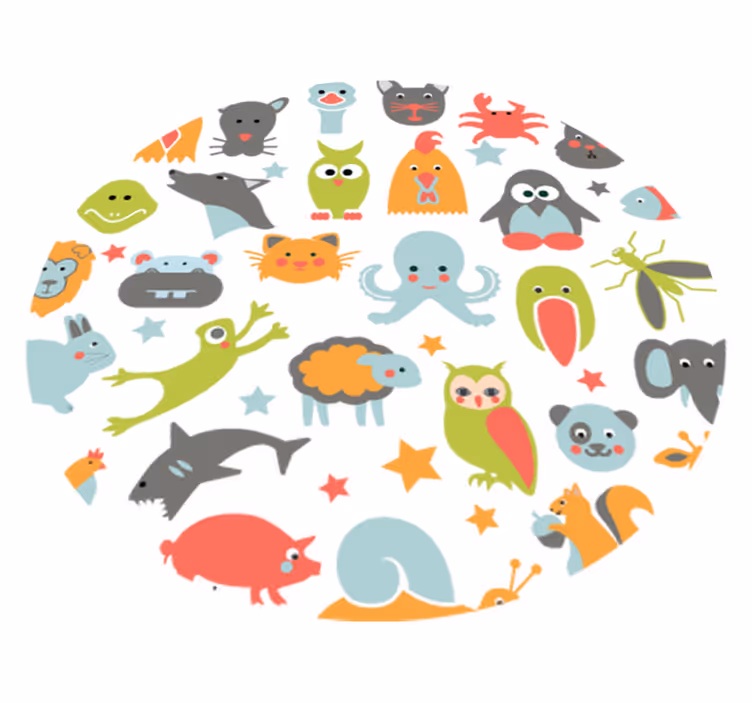 Tapis vinyle animal animaux en cercle - TenStickers