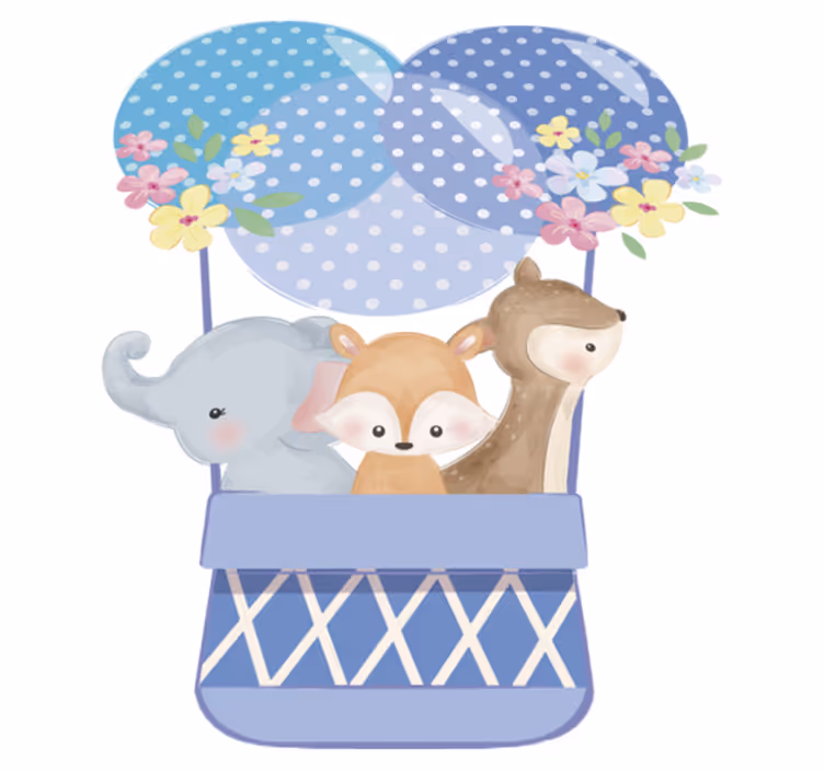 Tapis vinyle animal montgolfière aquarelle - TenStickers