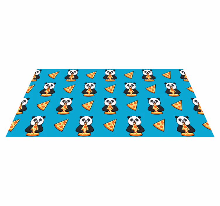 Tapis vinyle animal panda mangeant une pizza - TenStickers
