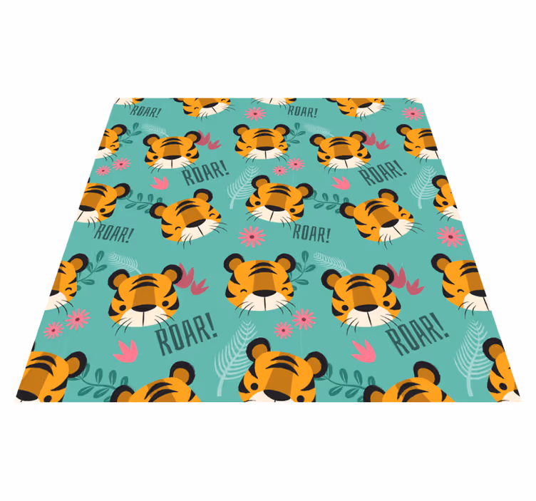 Tapis vinyle animal bébés tigres rugissants - TenStickers
