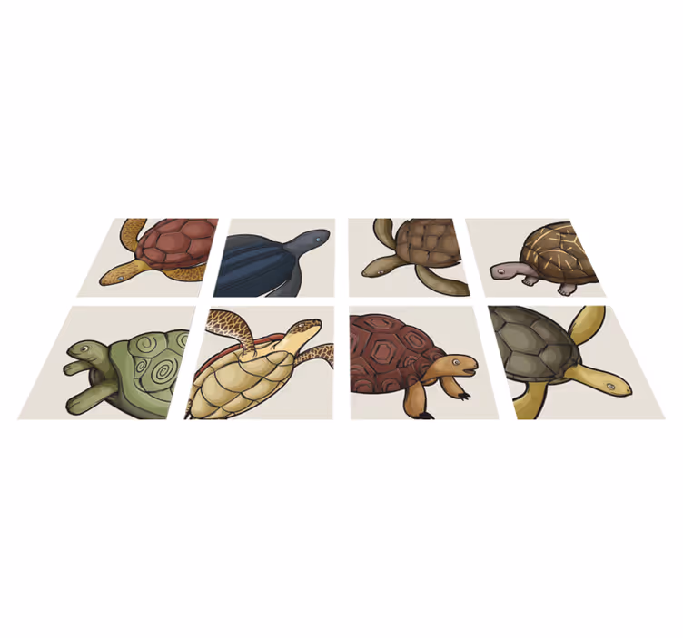 Tapis vinyle animal motif de tortues variées - TenStickers