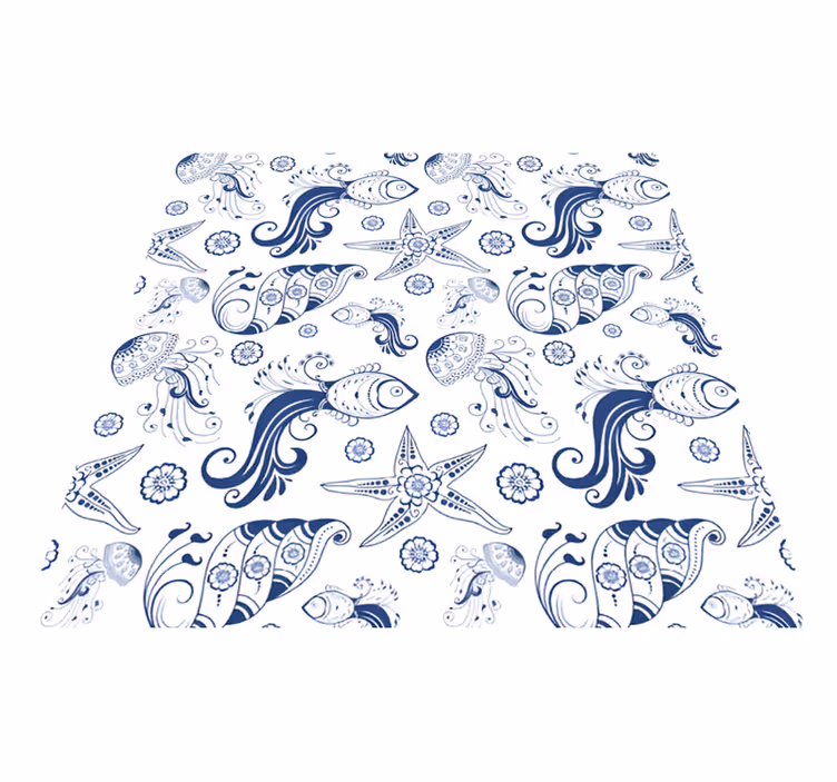 Tapis vinyle animal vie marine ornementale - TenStickers