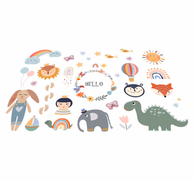 Tapis vinyle animal enfant floral - TenStickers