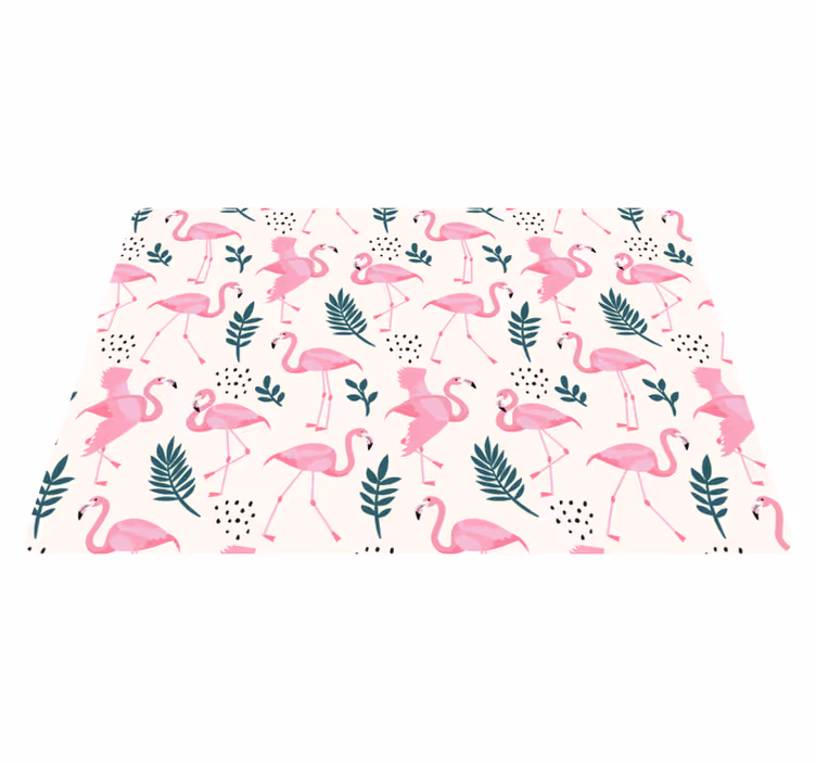 Tapis vinyle animal motif flamant rose et feuillage - TenStickers