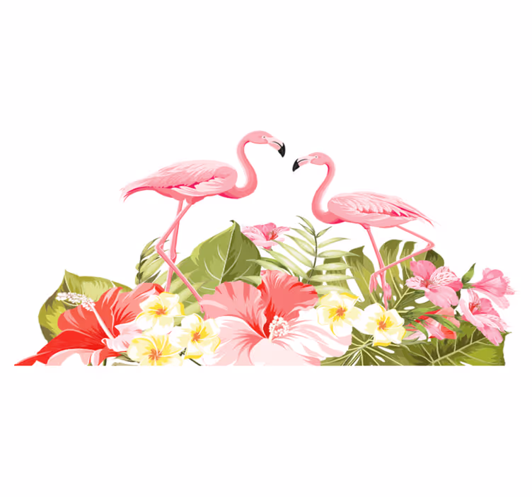 Tapis vinyle animal fleur tropicale flamant - TenStickers