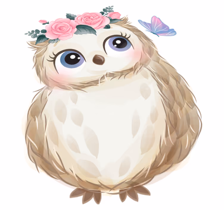 Tapis vinyle animal hibou bébé et fleurs - TenStickers