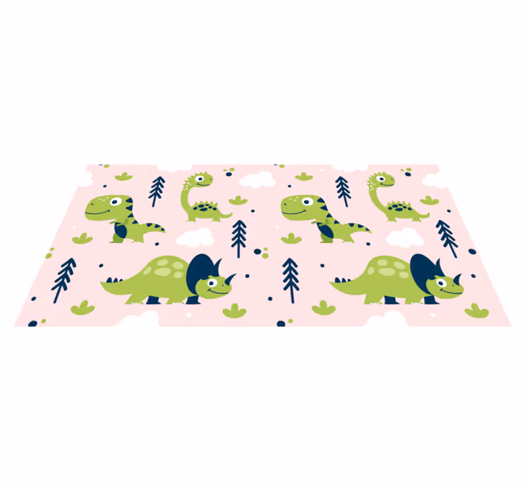 Tapis vinyle animal dinosaures verts mignons - TenStickers