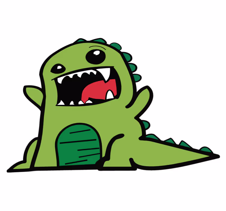 Tapis vinyle animal dessin de dinosaure vert effrayant - TenStickers