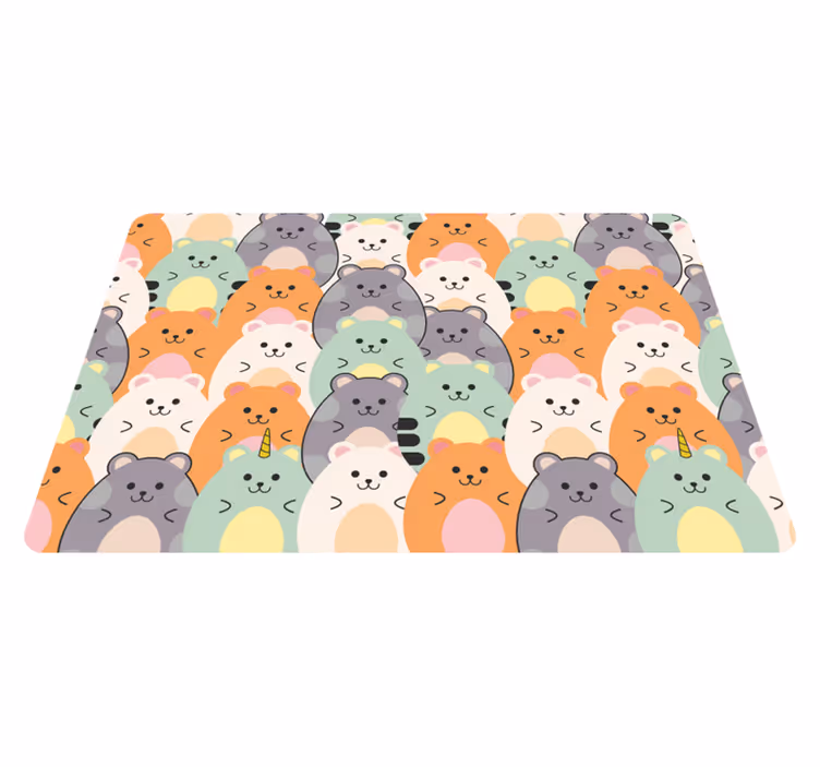 Tapis vinyle animal hamsters multicolores en train de manger - TenStickers