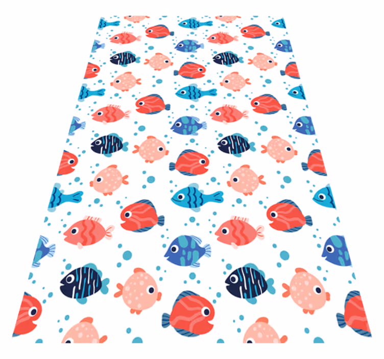 Tapis vinyle animal poissons roses et bleus - TenStickers