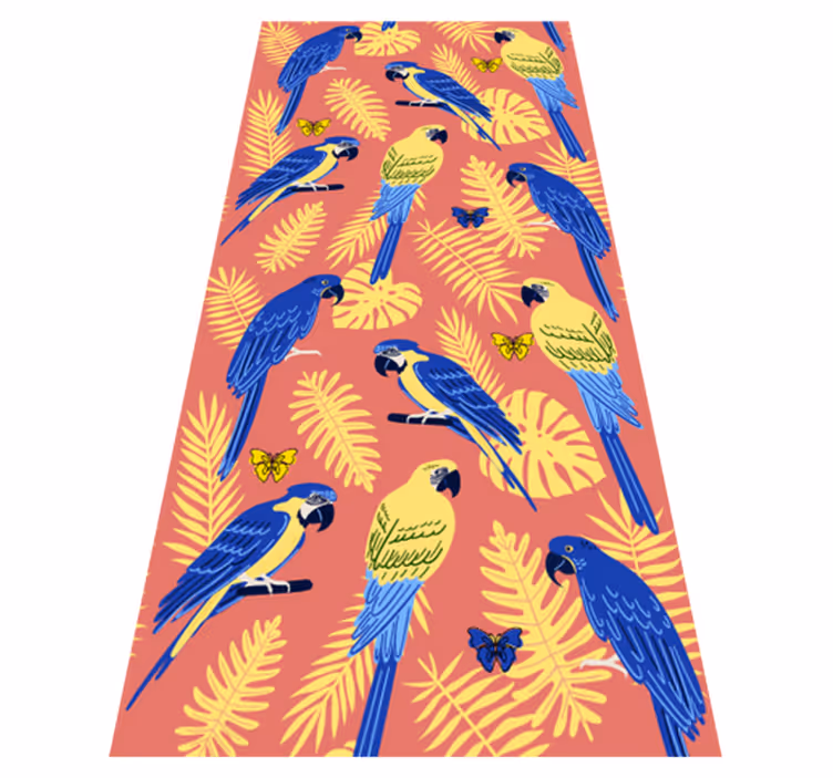 Tapis vinyle animal perroquets et papillons - TenStickers