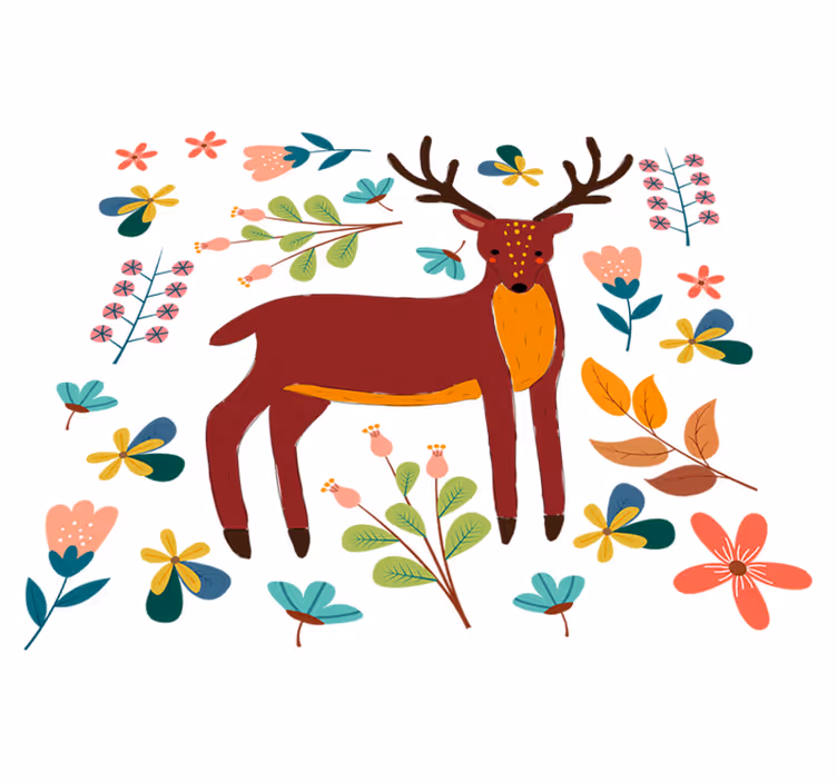 Tapis vinyle animal illustration de cerf fantaisiste - TenStickers