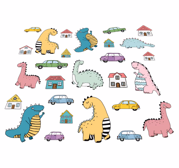 Tapis vinyle animal figurines de dinosaures colorées - TenStickers