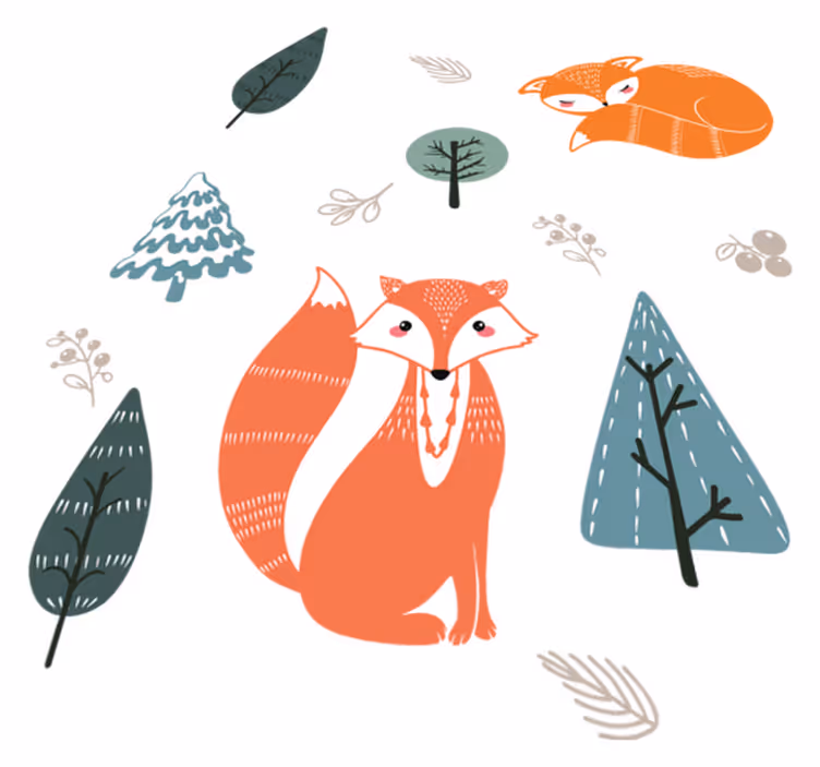 Tapis vinyle animal designs de renard fantaisie - TenStickers