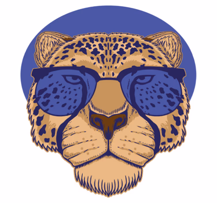 Tapis vinyle animal léopard avec lunettes - TenStickers