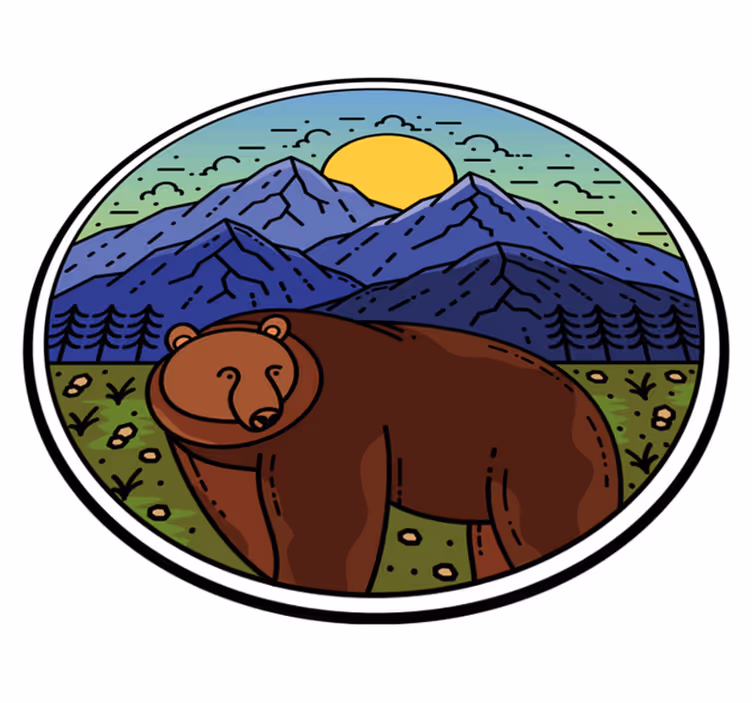 Tapis vinyle animal ours dans le paysage - TenStickers