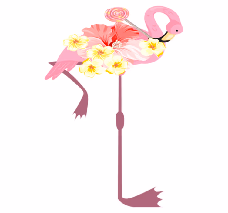 Tapis vinyle animal design floral flamant rose - TenStickers