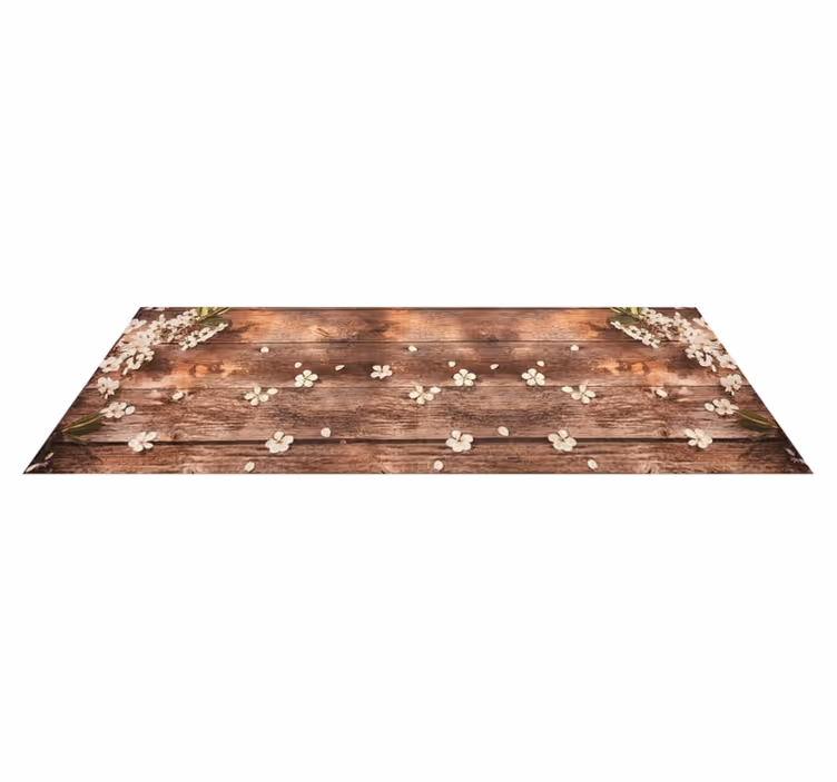 Tapis vinyle cuisine motifs floraux bois - TenStickers
