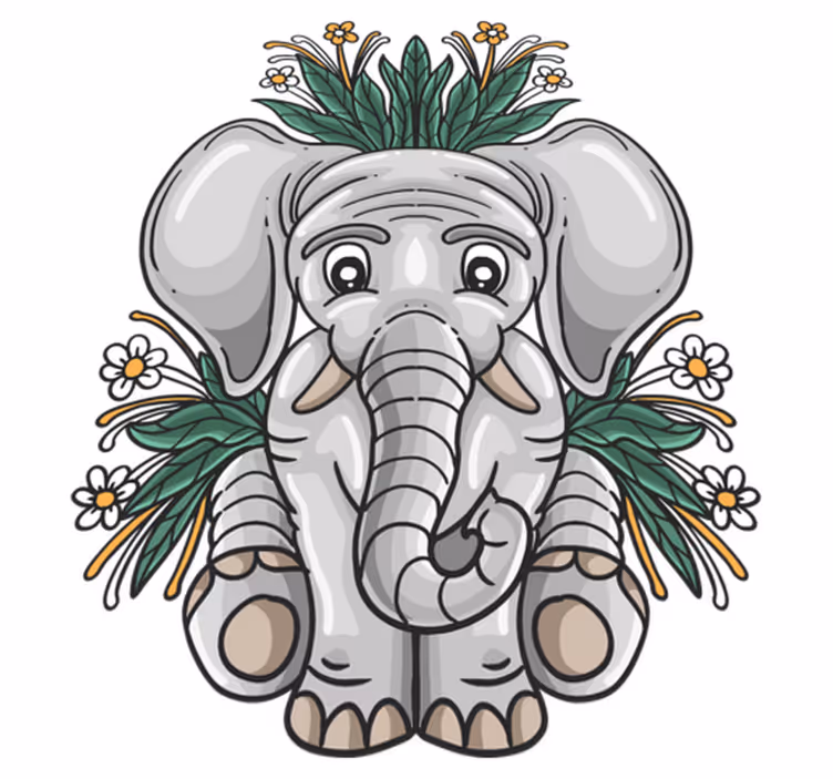 Tapis vinyle animal illustration éléphant mignon - TenStickers