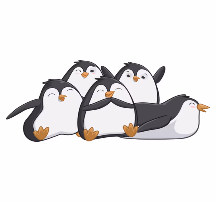 Tapis vinyle animal famille de pingouins joyeuse - TenStickers