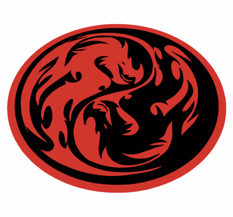 Tapis vinyle animal dragons yin yang - TenStickers