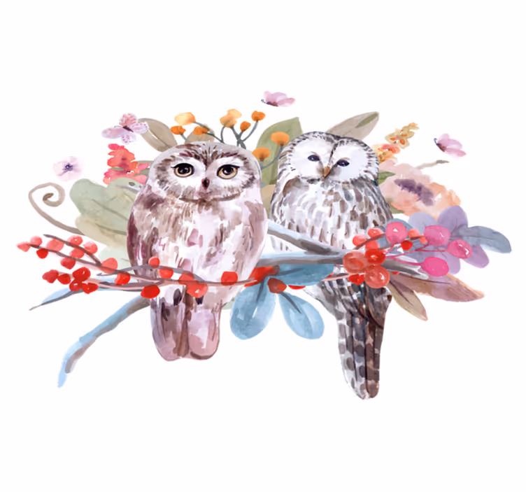 Tapis vinyle animal hiboux dans la nature - TenStickers