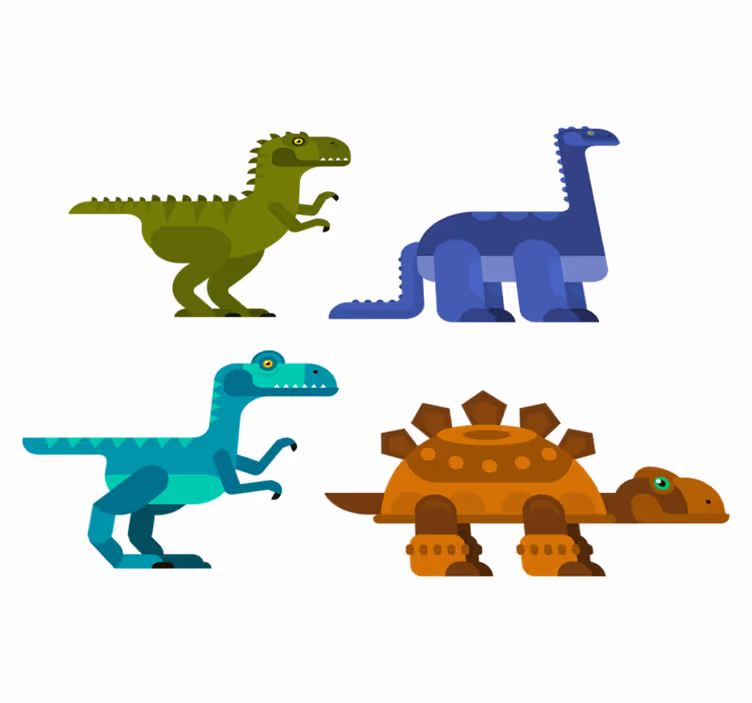Tapis vinyle animal dinosaures colorés en mouvement - TenStickers