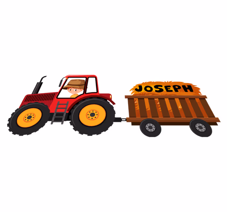 Tapis vinyle animal tracteur avec foin - TenStickers