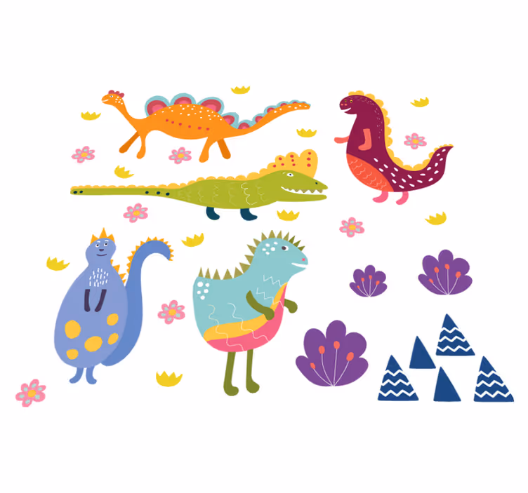 Tapis vinyle animal personnages de dinosaures colorés - TenStickers