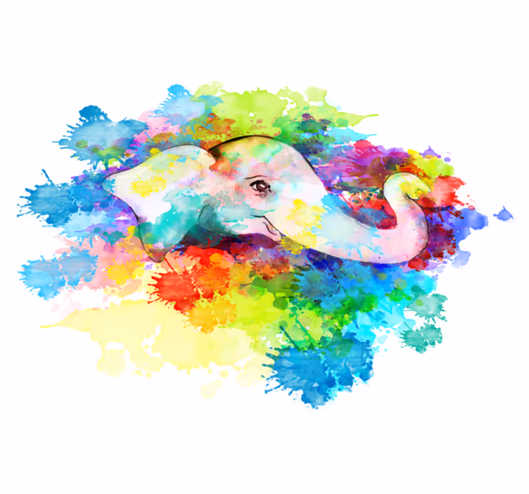Tapis vinyle animal Éléphant coloré éclaboussure - TenStickers