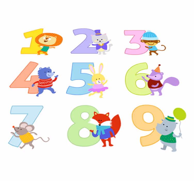 Tapis vinyle animal chiffres colorés pour enfants - TenStickers