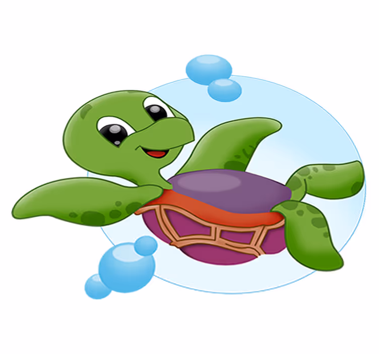 Tapis vinyle animal tortue bébé jouant - TenStickers