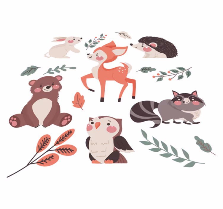 Tapis vinyle animal animaux de la forêt automnale - TenStickers