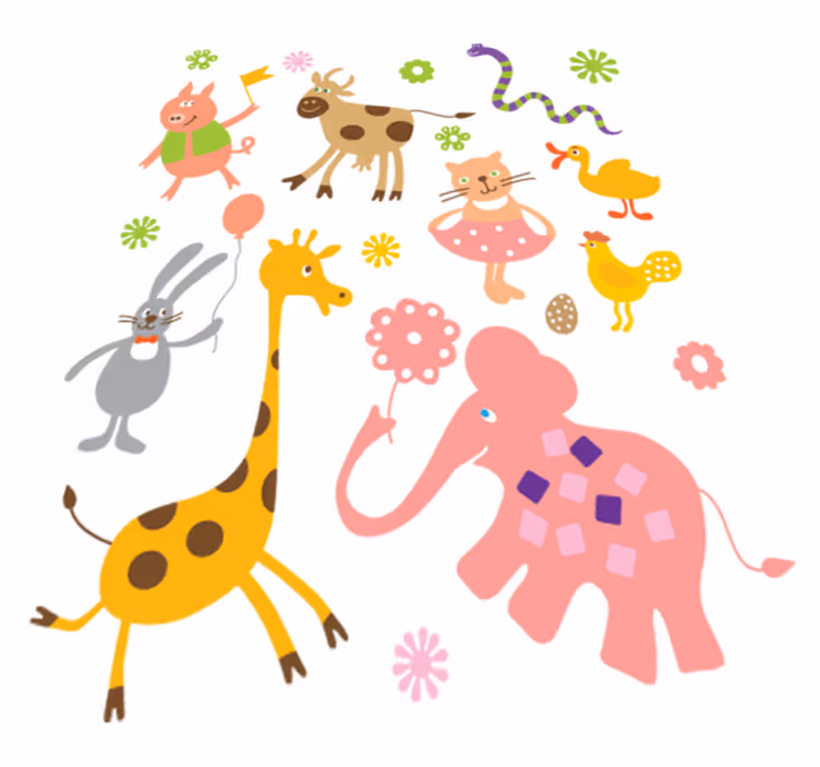 Tapis vinyle animal créatures colorées - TenStickers