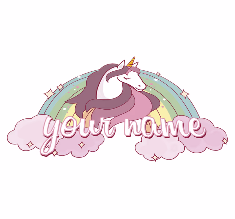 Tapis vinyle animal licorne rose avec nom - TenStickers