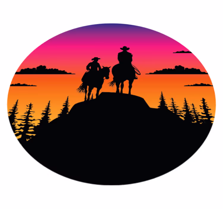 Tapis vinyle animal montagnes far west et chevaux - TenStickers