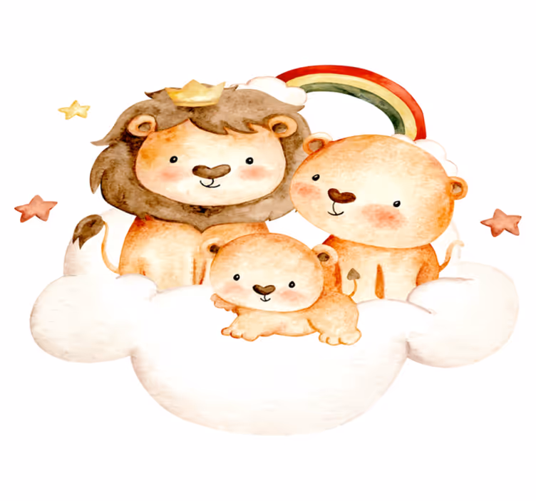 Tapis vinyle animal bébé animaux avec étoiles et nuages - TenStickers