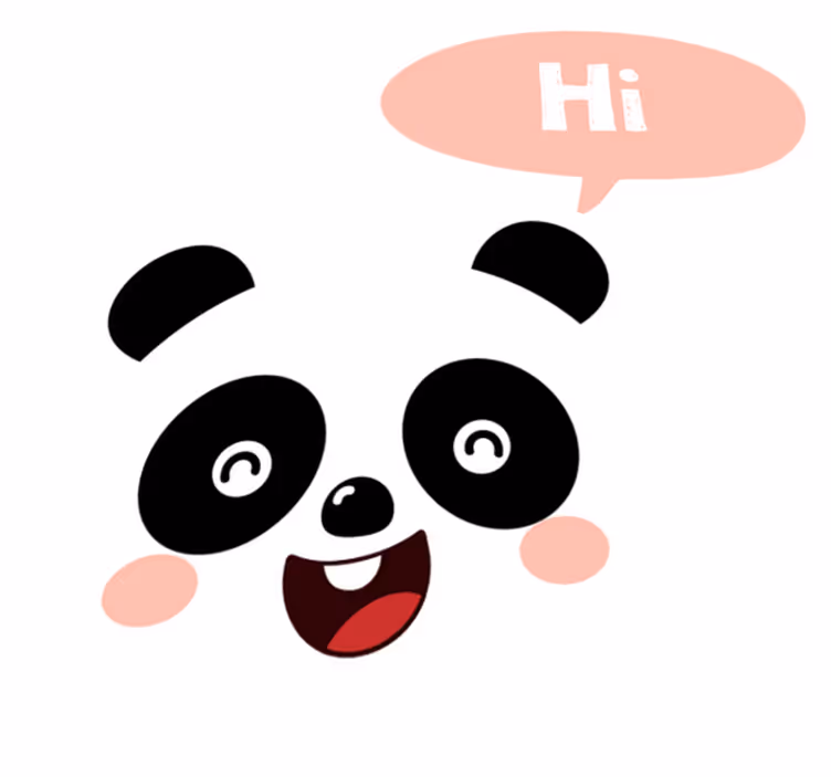 Tapis vinyle animal panda cartoon qui dit bonjour - TenStickers