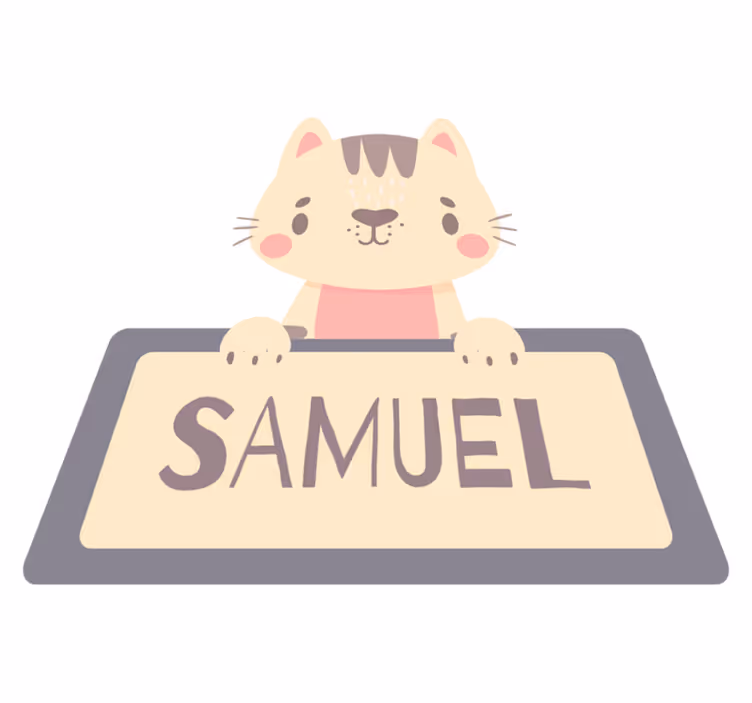 Tapis vinyle animal étiquette chat avec nom - TenStickers