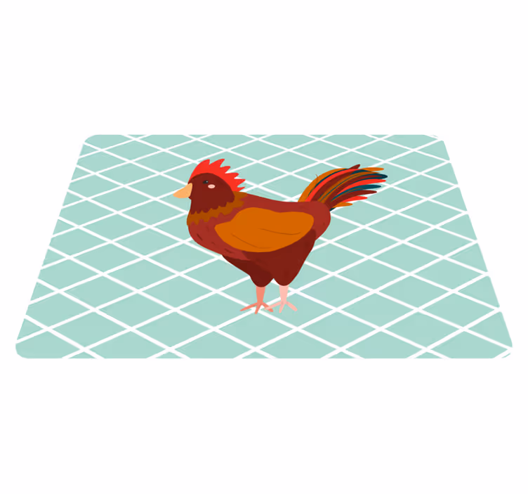 Tapis vinyle animal coq rouge profil latéral - TenStickers